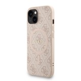 Guess PU Leather 4G Colored Ring Strap MagSafe Zadní Kryt pro iPhone 15 Pink