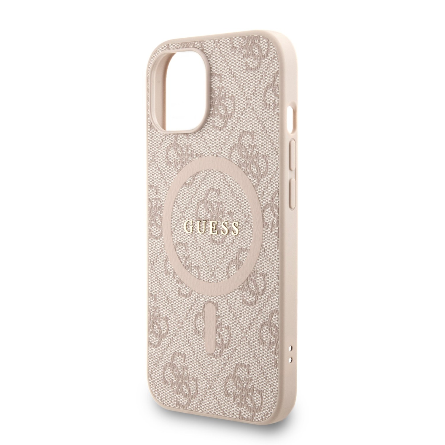 Guess PU Leather 4G Colored Ring Strap MagSafe Zadní Kryt pro iPhone 15 Pink