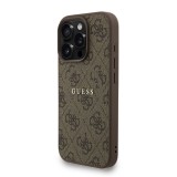 Guess PU Leather 4G Colored Ring Strap MagSafe Zadní Kryt pro iPhone 16 Pro Max Brown