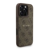 Guess PU Leather 4G Colored Ring Strap MagSafe Zadní Kryt pro iPhone 16 Pro Max Brown