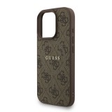 Guess PU Leather 4G Colored Ring Strap MagSafe Zadní Kryt pro iPhone 16 Pro Max Brown