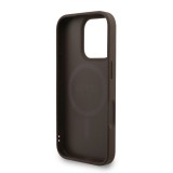 Guess PU Leather 4G Colored Ring Strap MagSafe Zadní Kryt pro iPhone 16 Pro Max Brown