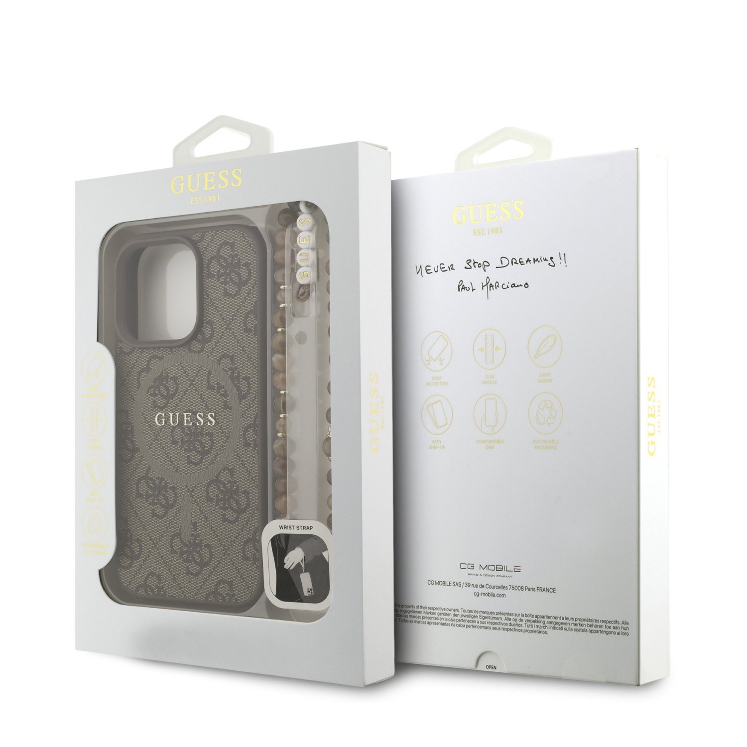 Guess PU Leather 4G Colored Ring Strap MagSafe Zadní Kryt pro iPhone 16 Pro Max Brown