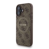 Guess PU Leather 4G Colored Ring Strap MagSafe Zadní Kryt pro iPhone 16 Brown