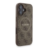 Guess PU Leather 4G Colored Ring Strap MagSafe Zadní Kryt pro iPhone 16 Brown