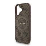 Guess PU Leather 4G Colored Ring Strap MagSafe Zadní Kryt pro iPhone 16 Brown