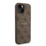 Guess PU Leather 4G Colored Ring Strap MagSafe Zadní Kryt pro iPhone 15 Brown
