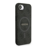 Guess PU Leather 4G Colored Ring Strap MagSafe Zadní Kryt pro iPhone 16e Black