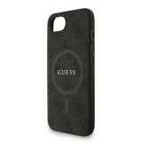 Guess PU Leather 4G Colored Ring Strap MagSafe Zadní Kryt pro iPhone 16e Black