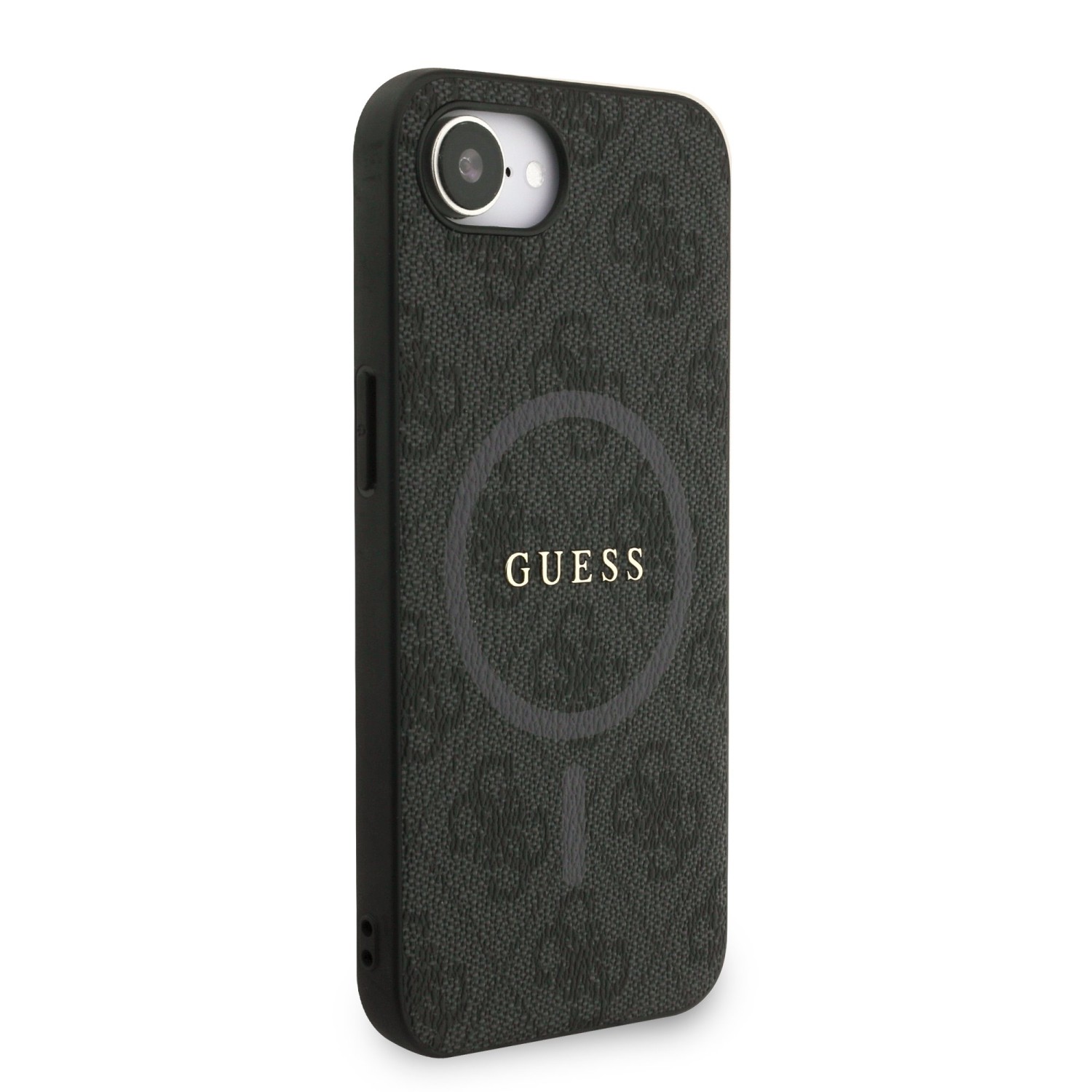 Guess PU Leather 4G Colored Ring Strap MagSafe Zadní Kryt pro iPhone 16e Black
