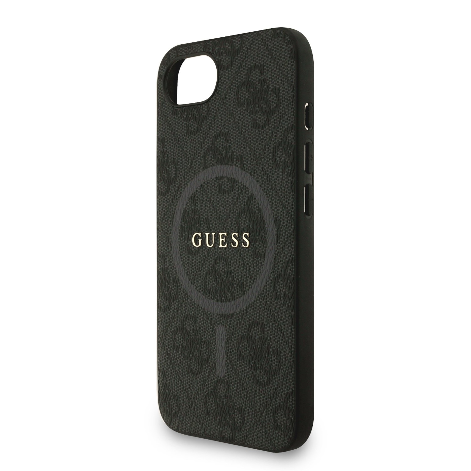 Guess PU Leather 4G Colored Ring Strap MagSafe Zadní Kryt pro iPhone 16e Black