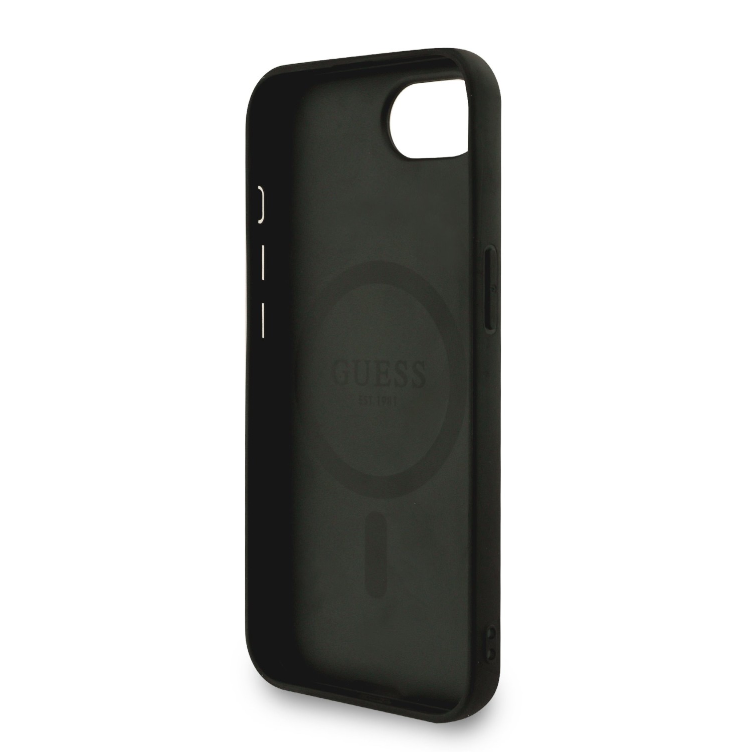 Guess PU Leather 4G Colored Ring Strap MagSafe Zadní Kryt pro iPhone 16e Black