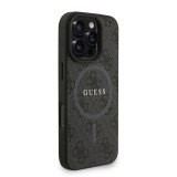 Guess PU Leather 4G Colored Ring Strap MagSafe Zadní Kryt pro iPhone 16 Pro Max Black