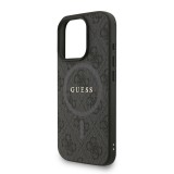 Guess PU Leather 4G Colored Ring Strap MagSafe Zadní Kryt pro iPhone 16 Pro Max Black