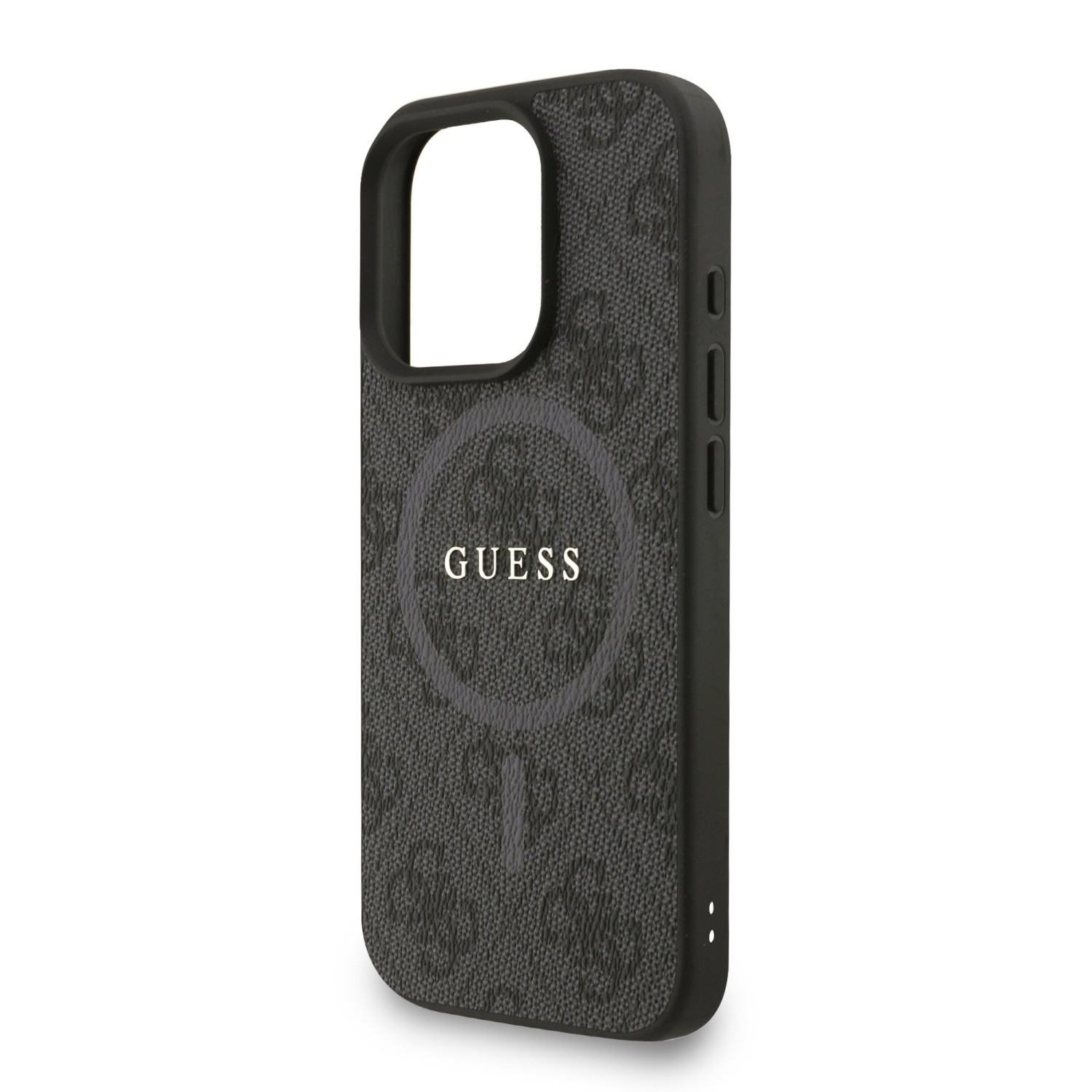 Guess PU Leather 4G Colored Ring Strap MagSafe Zadní Kryt pro iPhone 16 Pro Max Black