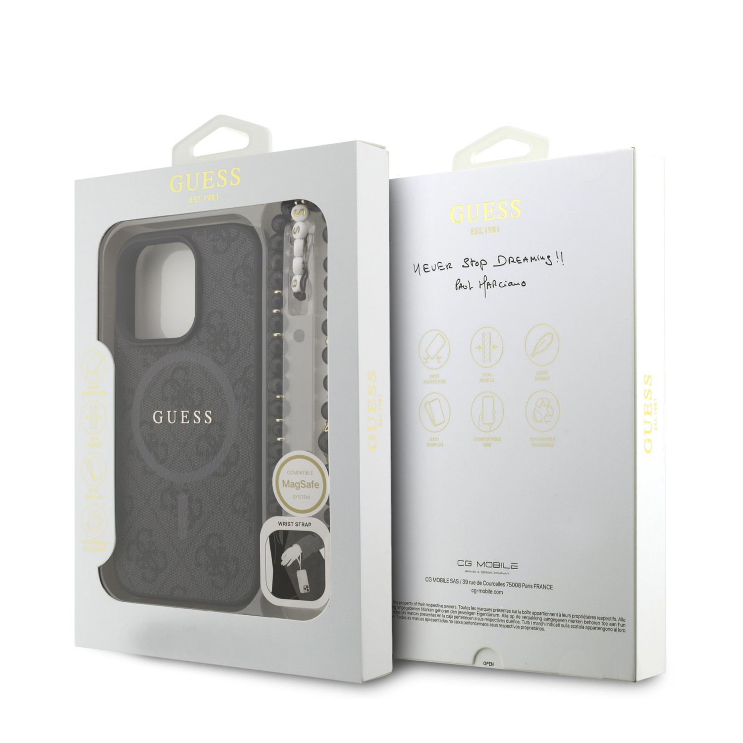 Guess PU Leather 4G Colored Ring Strap MagSafe Zadní Kryt pro iPhone 16 Pro Max Black