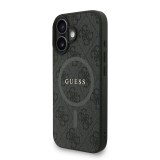 Guess PU Leather 4G Colored Ring Strap MagSafe Zadní Kryt pro iPhone 16 Black