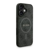 Guess PU Leather 4G Colored Ring Strap MagSafe Zadní Kryt pro iPhone 16 Black