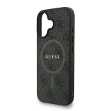 Guess PU Leather 4G Colored Ring Strap MagSafe Zadní Kryt pro iPhone 16 Black