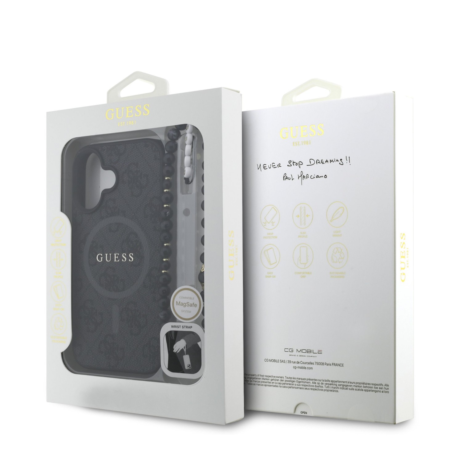 Guess PU Leather 4G Colored Ring Strap MagSafe Zadní Kryt pro iPhone 16 Black