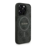 Guess PU Leather 4G Colored Ring Strap MagSafe Zadní Kryt pro iPhone 15 Pro Max Black