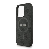 Guess PU Leather 4G Colored Ring Strap MagSafe Zadní Kryt pro iPhone 15 Pro Max Black