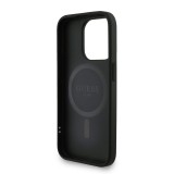 Guess PU Leather 4G Colored Ring Strap MagSafe Zadní Kryt pro iPhone 15 Pro Max Black
