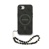Zadní kryt Guess PU Leather 4G Colored Ring Strap MagSafe pro Apple iPhone 15 Pro Max, černá