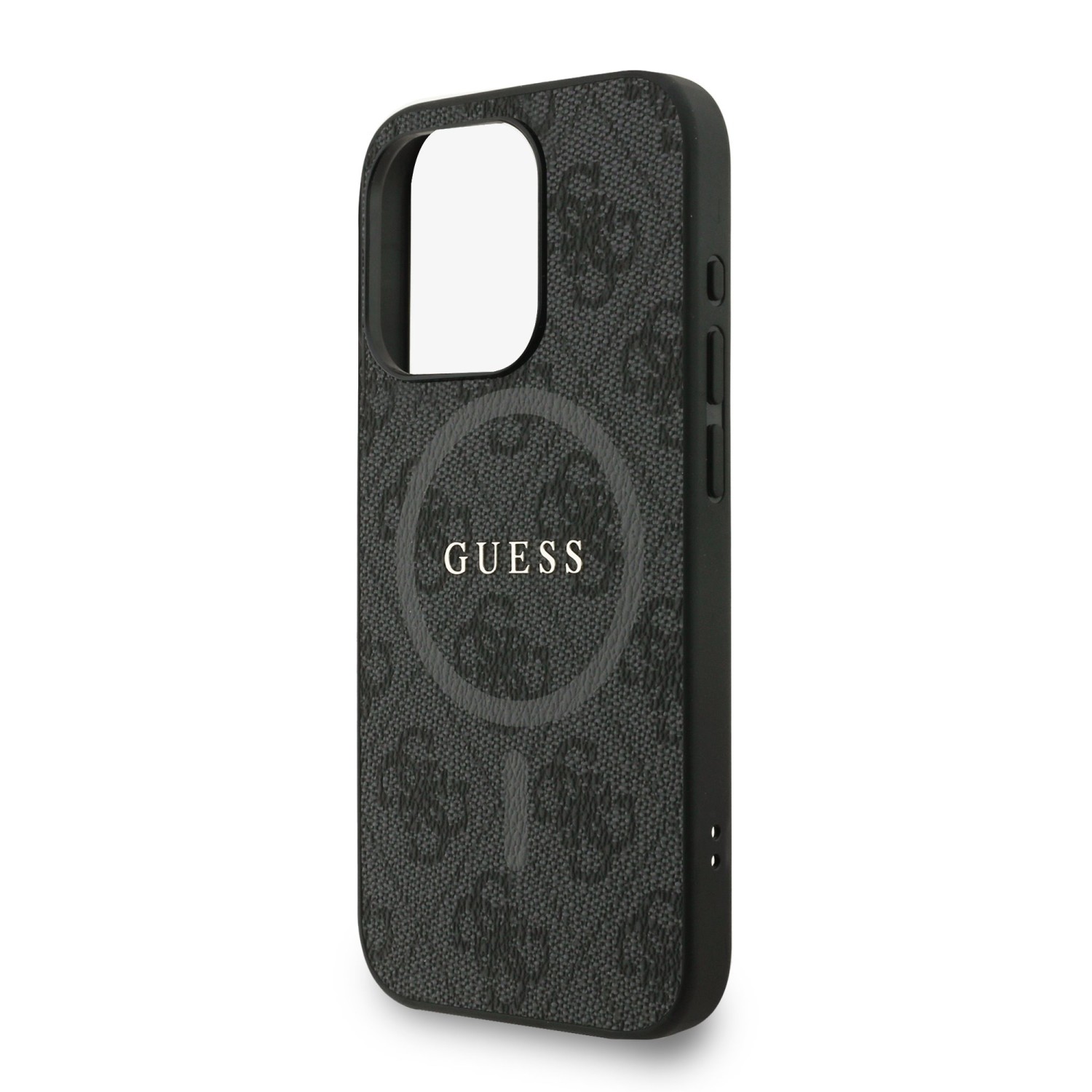 Guess PU Leather 4G Colored Ring Strap MagSafe Zadní Kryt pro iPhone 15 Pro Max Black