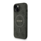 Guess PU Leather 4G Colored Ring Strap MagSafe Zadní Kryt pro iPhone 15 Black