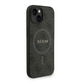 Guess PU Leather 4G Colored Ring Strap MagSafe Zadní Kryt pro iPhone 15 Black
