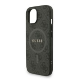 Guess PU Leather 4G Colored Ring Strap MagSafe Zadní Kryt pro iPhone 13 Black