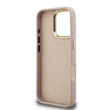 Guess PU 4G Strass Triangle Logo Stand Camera Frame MagSafe Zadní Kryt pro iPhone 16 Pro Max Pink
