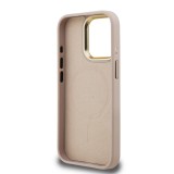 Guess PU 4G Strass Triangle Logo Stand Camera Frame MagSafe Zadní Kryt pro iPhone 15 Pro Max Pink