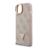 Guess PU 4G Strass Triangle Logo Stand Camera Frame MagSafe Zadní Kryt pro iPhone 13 Pink