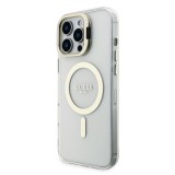 Guess PC/TPU Electroplated Stand Camera Frame MagSafe Zadní Kryt s Vyměnitelným Pozadím pro iPhone 16 Pro Max