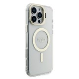 Guess PC/TPU Electroplated Stand Camera Frame MagSafe Zadní Kryt s Vyměnitelným Pozadím pro iPhone 16 Pro Max