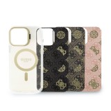 Guess PC/TPU Electroplated Stand Camera Frame MagSafe Zadní Kryt s Vyměnitelným Pozadím pro iPhone 16 Pro Max