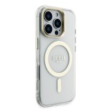 Guess PC/TPU Electroplated Stand Camera Frame MagSafe Zadní Kryt s Vyměnitelným Pozadím pro iPhone 16 Pro