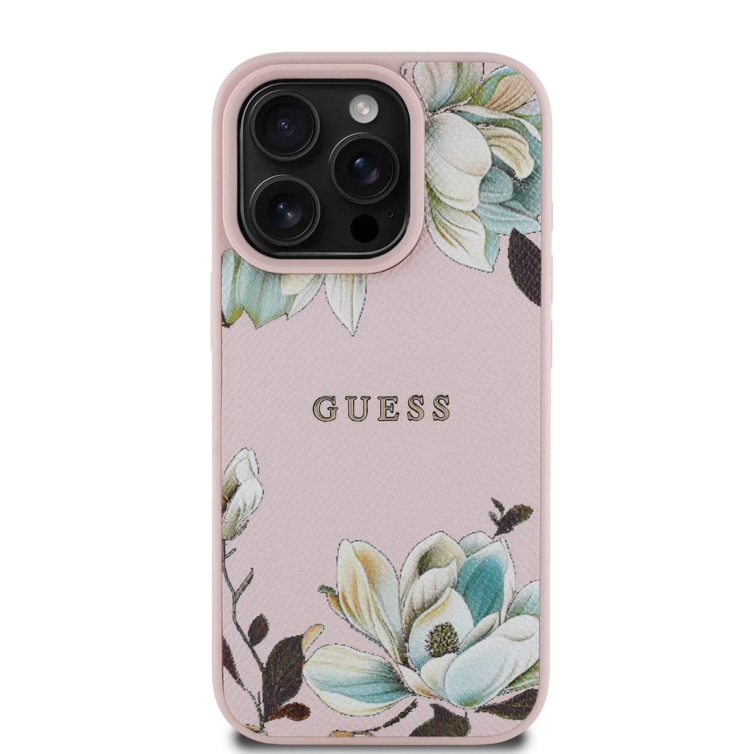 Guess PU Grained Magnolia MagSafe Zadní Kryt pro iPhone 16 Pro Pink