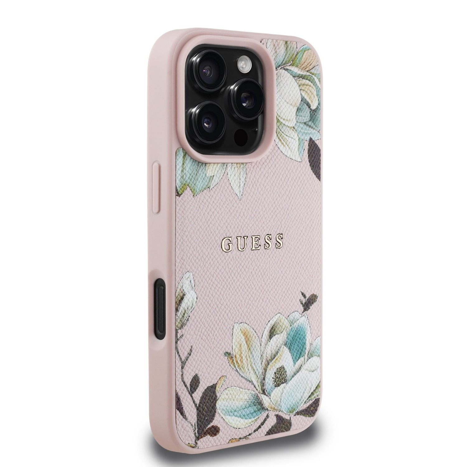 Guess PU Grained Magnolia MagSafe Zadní Kryt pro iPhone 16 Pro Pink
