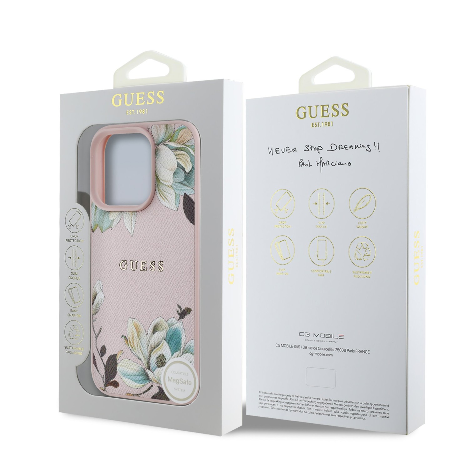 Guess PU Grained Magnolia MagSafe Zadní Kryt pro iPhone 16 Pro Pink