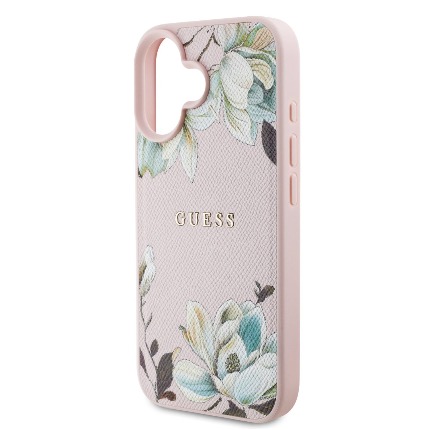 Guess PU Grained Magnolia MagSafe Zadní Kryt pro iPhone 16 Pink