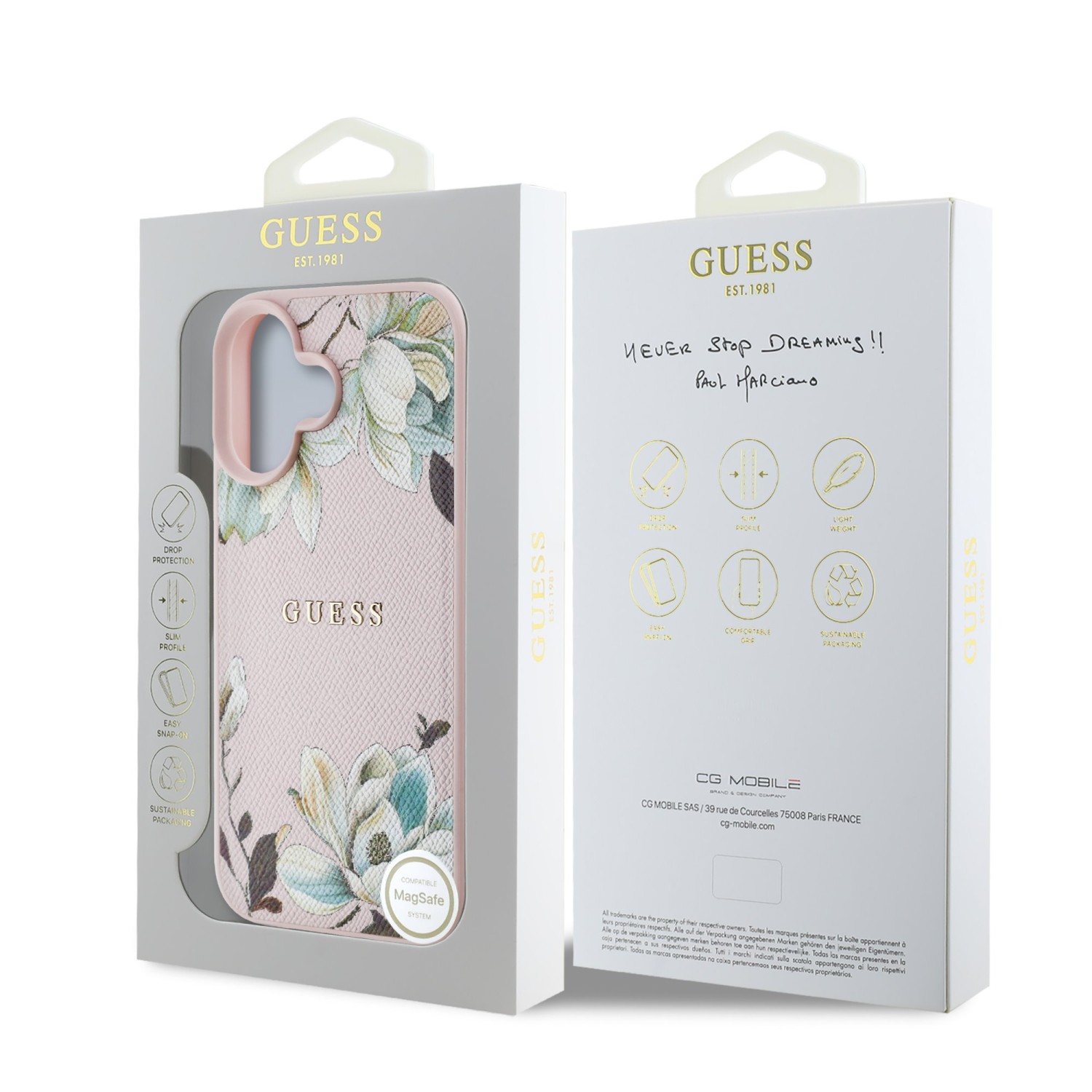 Guess PU Grained Magnolia MagSafe Zadní Kryt pro iPhone 16 Pink