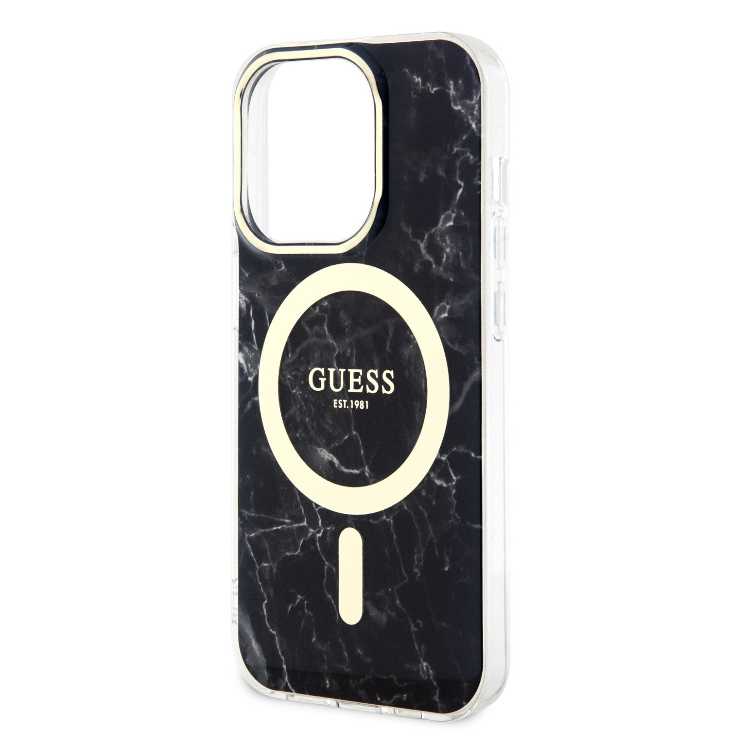 Guess IML Marble MagSafe Zadní Kryt pro iPhone 13 Pro Black