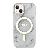 Guess IML Marble MagSafe Zadní Kryt pro iPhone 13 White