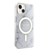 Guess IML Marble MagSafe Zadní Kryt pro iPhone 13 White