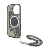 Guess IML Flowers Strap MagSafe Zadní Kryt pro iPhone 16 Pro Max Black