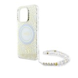 Guess IML Flowers Allover Strap MagSafe Zadní Kryt pro iPhone 16 Pro Max White