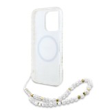 Guess IML Flowers Allover Strap MagSafe Zadní Kryt pro iPhone 16 Pro Max White